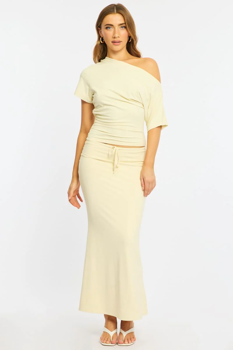 Yellow One Shoulder Top Short Sleeve - Image 3