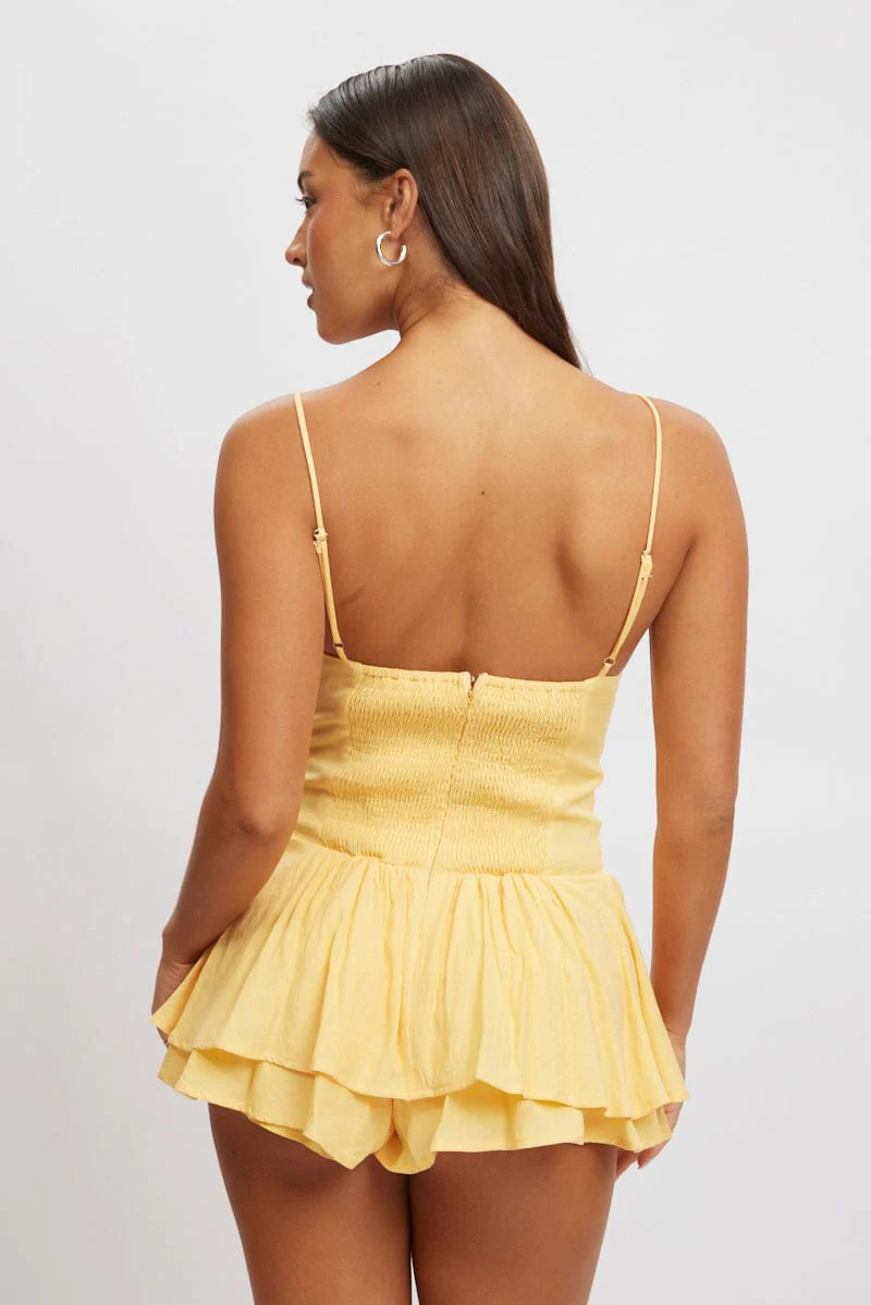 Yellow Playsuit Lace Detail - Image 6