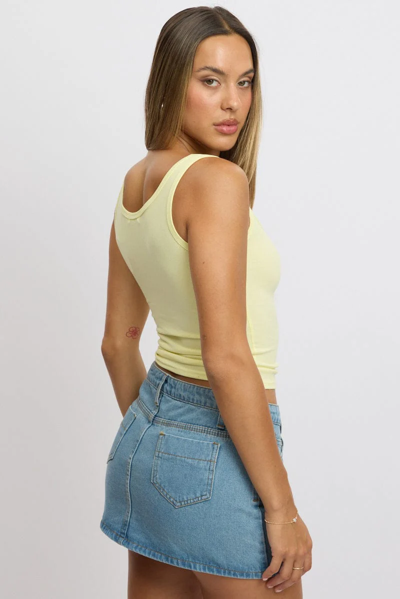 Yellow Rib Tank Button Front - Image 5