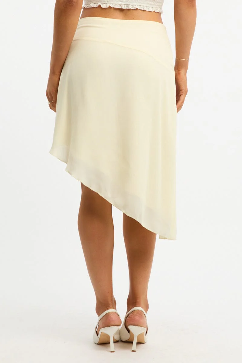 Yellow Scarf Hem Skirt Midi Asymmetric - Image 4