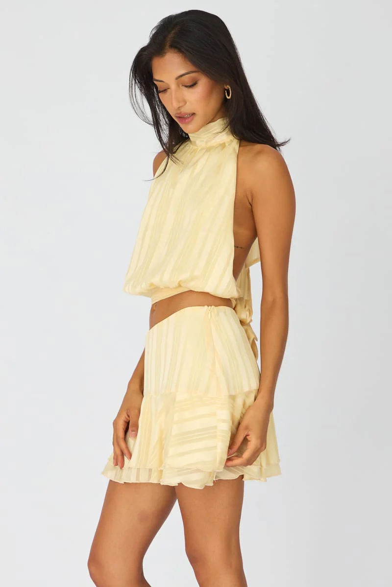 Yellow Scarf Hem Skort Skirt Mid Waisted - Image 4