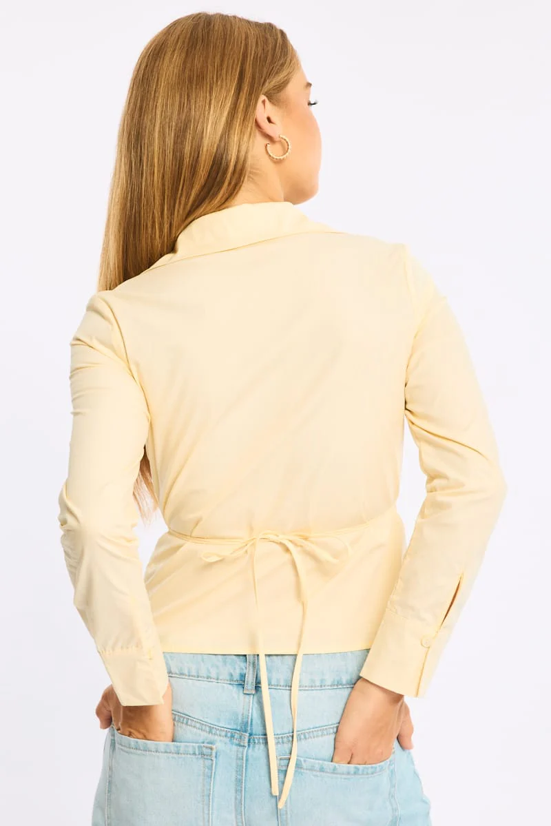 Yellow Skinny Fit Long Sleeve Collared Shirt - Image 4