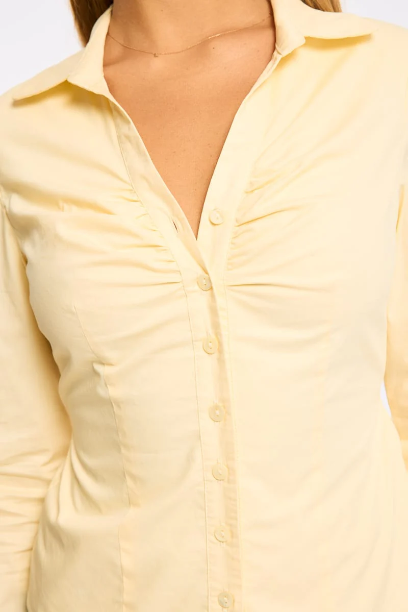Yellow Skinny Fit Long Sleeve Collared Shirt - Image 5