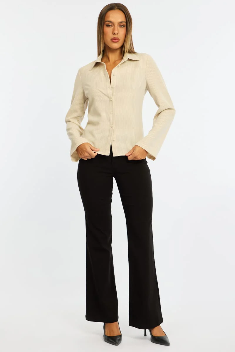 Yellow Stripe Shirt Long Sleeve Collared Button Up Pinstripe - Image 3