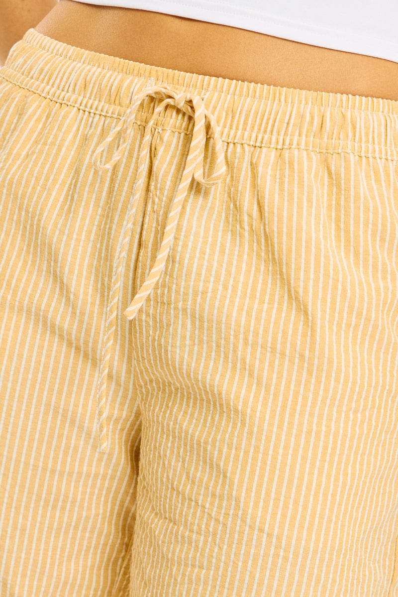 Yellow Stripe Wide Leg Pants Elasticated Waist - Image 5