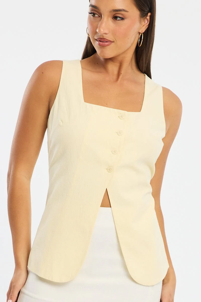 Yellow Vest Button Down Sleeveless - Image 5